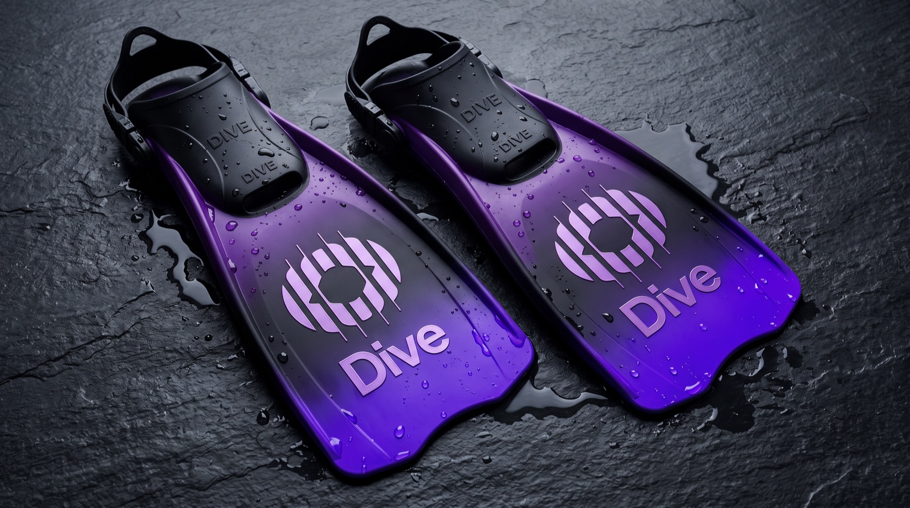 Palmes DIVE violettes marquées du logo hublot